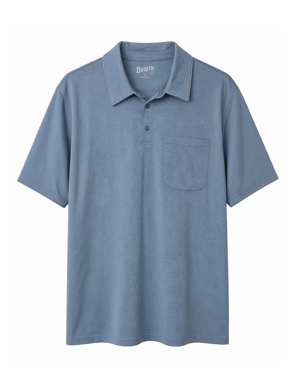 Duluth Trading Co Men's Blue Heather Standard Fit Polo Pocket XL